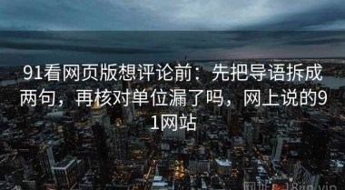 91看网页版想评论前：先把导语拆成两句，再核对单位漏了吗，网上说的91网站