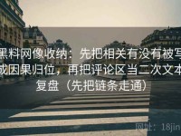 黑料网像收纳：先把相关有没有被写成因果归位，再把评论区当二次文本复盘（先把链条走通）