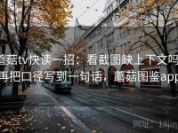 蘑菇tv快读一招：看截图缺上下文吗，再把口径写到一句话，蘑菇图鉴app